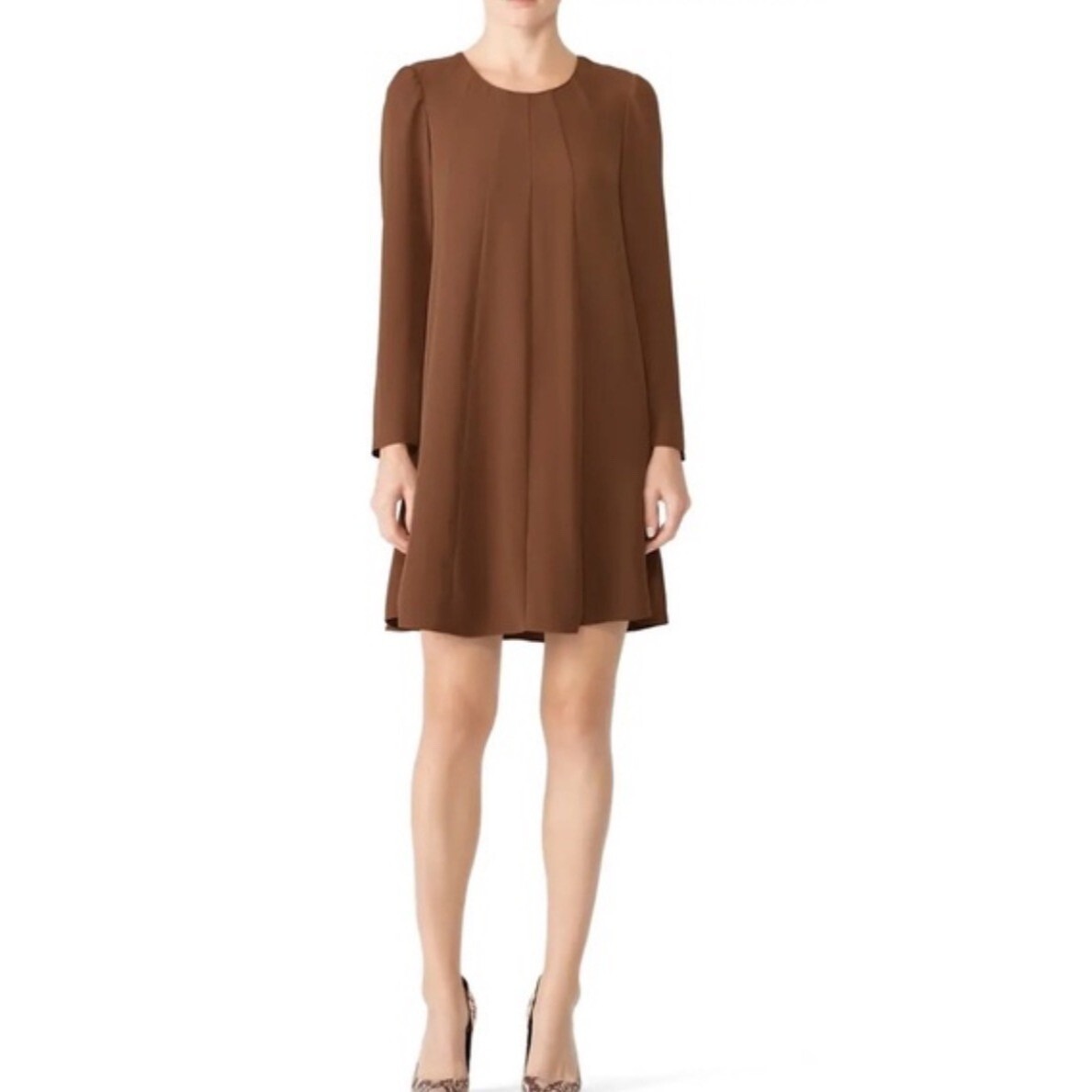 Amanda Uprichard New York Brown Wendy Shift Mini Dress A-Line Size Medium Boho
